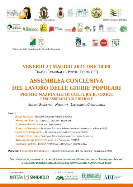 Parco: Premio Nazionale Benedetto Croce. Assemblea conclusiva delle Giurie Popolari